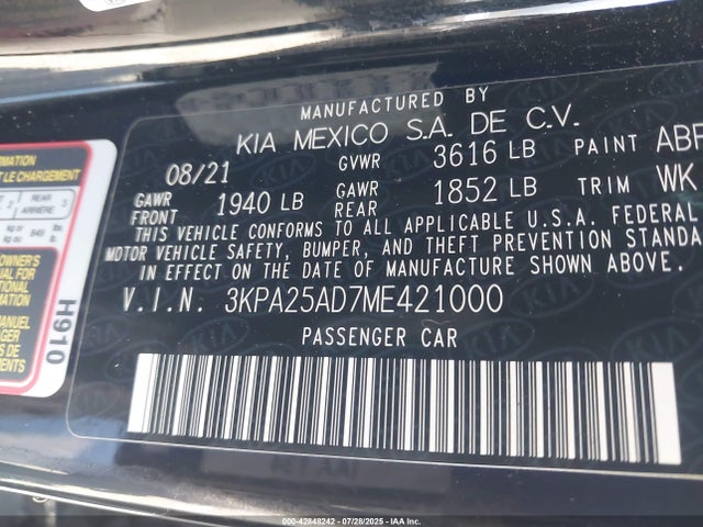 3KPA25AD7ME421000 KIA gamma ii