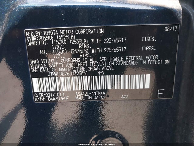 JTMWFREV6JJ723851 Toyota 2ar-fe
