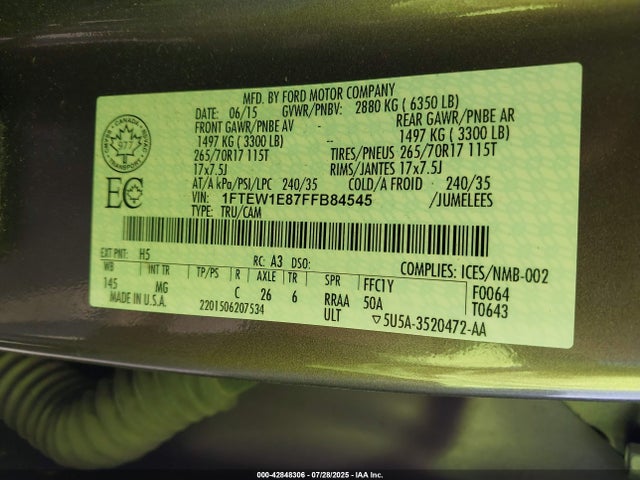 Ford F-150 2015 1FTEW1E87FFB84545 Image 9