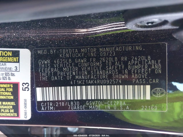4T1KZ1AK4RU092574 Toyota 2gr-fks