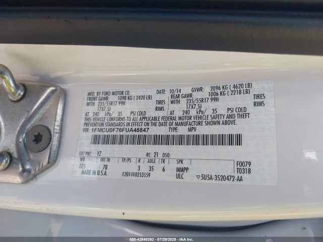 Ford 2015 2015 1FMCU0F76FUA48847 Image 9