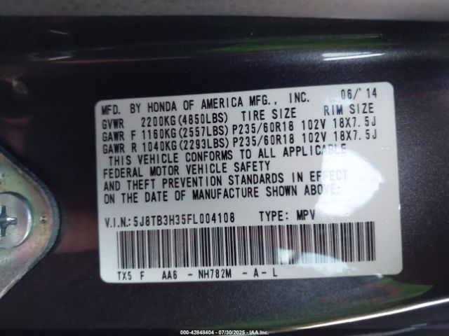 2015 ACURA RDX 5J8TB3H35FL004108 Photo 8
