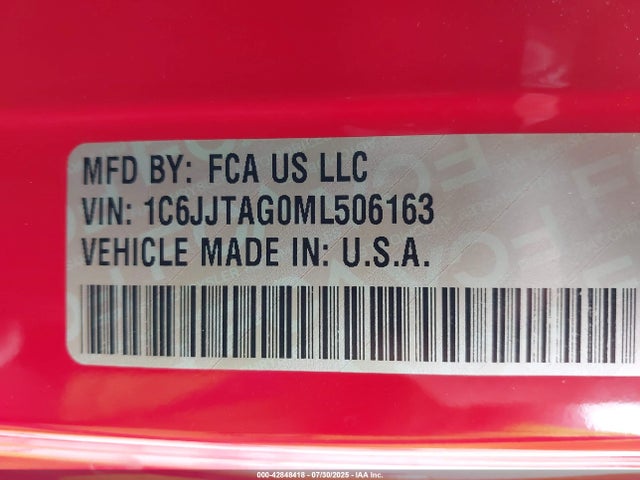 1C6JJTAG0ML506163 Jeep Gladiator