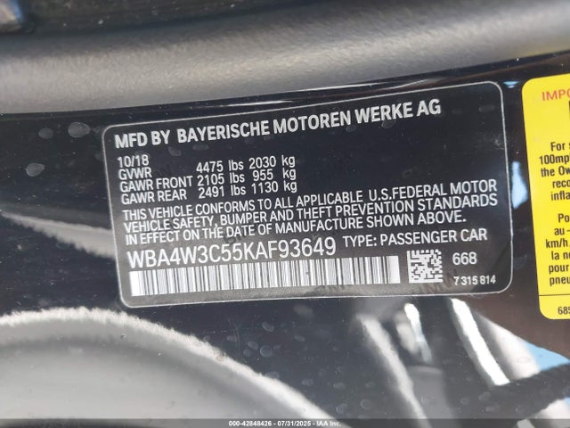 BMW 430I 2019 WBA4W3C55KAF93649 Image 9