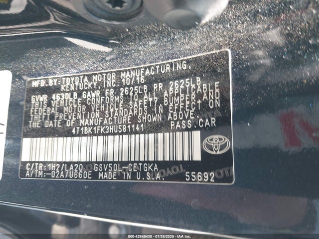 4T1BK1FK3HU581141 Toyota 2gr-fe