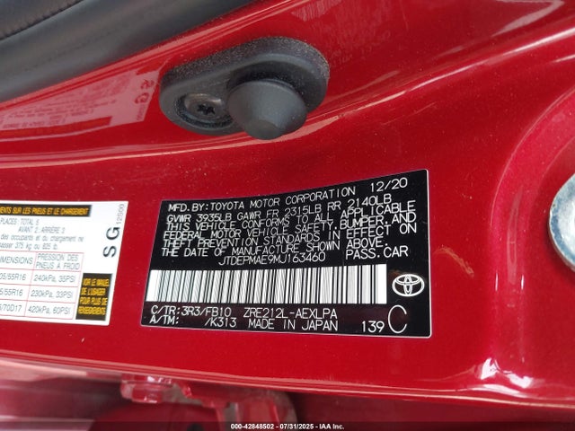 Toyota COROLLA LE 2021 JTDEPMAE9MJ163460 Image 9