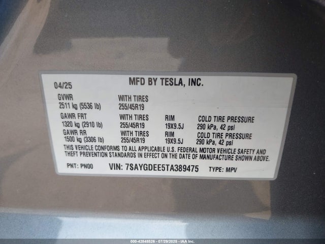 2026 TESLA MODEL Y 7SAYGDEE5TA389475 Photo 8