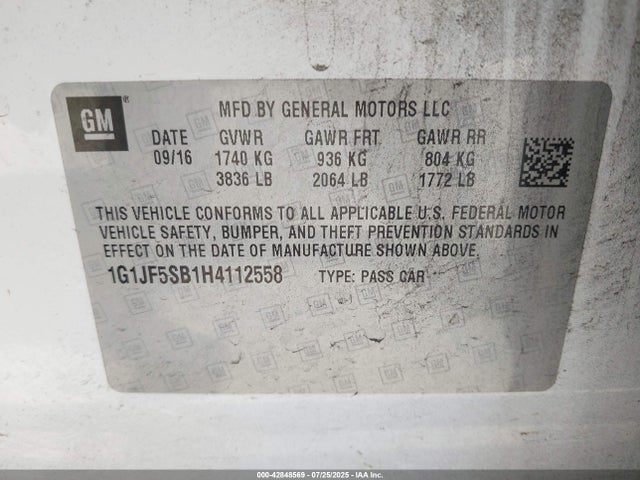 1G1JF5SB1H4112558 Chevrolet luv - mfi, vvt: variable valve timing, alum, e85 max