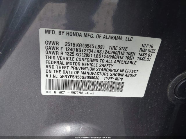 5FNYF5H58GB058030 Honda j35y6