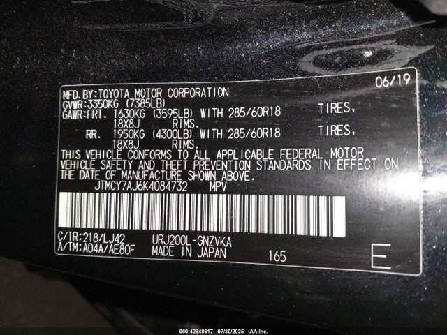 JTMCY7AJ6K4084732 Toyota 3ur-fe
