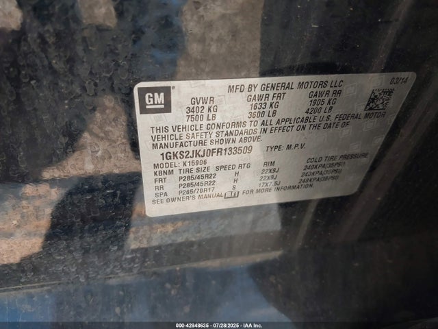 1GKS2JKJ0FR133509 GMC l86 - vvt, afm, e85 max, aluminum