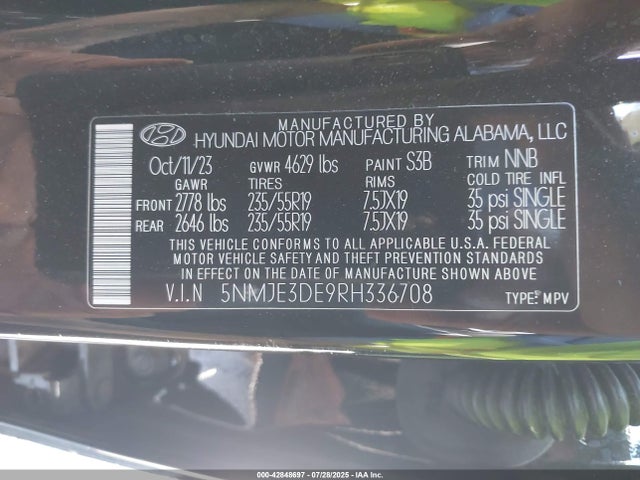 5NMJE3DE9RH336708 Hyundai gdi theta iii