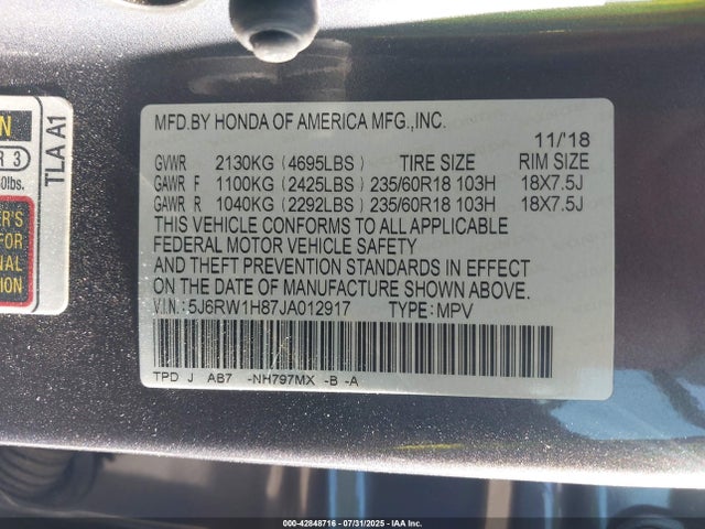 5J6RW1H87JA012917 Honda l15be