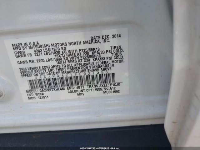 2015 MITSUBISHI OUTLANDER SPORT 4A4AP4AU1FE021095 Photo 8