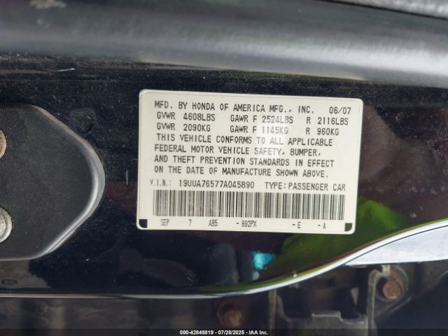 2007 ACURA TL 19UUA76577A045890 Photo 8