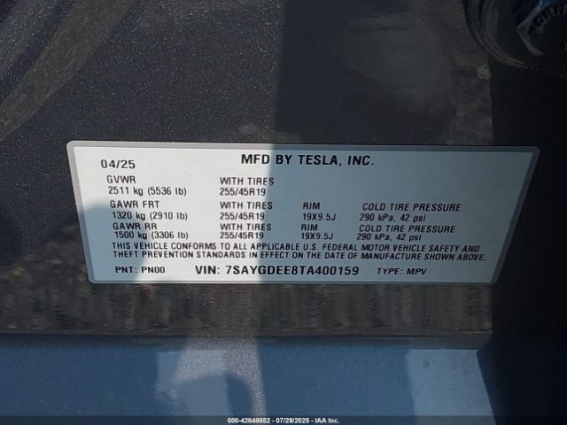 2026 TESLA MODEL Y 7SAYGDEE8TA400159 Photo 8