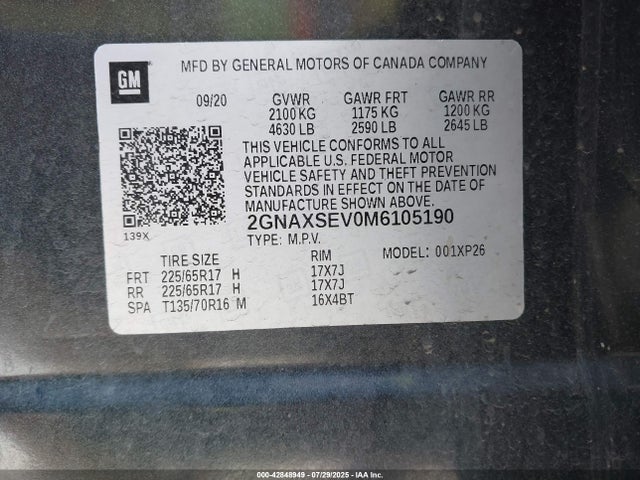 Chevrolet lyx 2021 2GNAXSEV0M6105190 Image 9