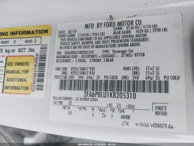 Ford 2019 2019 3FA6P0LU1KR205310 Image 9