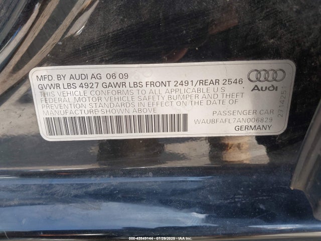 2010 AUDI A4 WAUBFAFL7AN006829 Photo 8