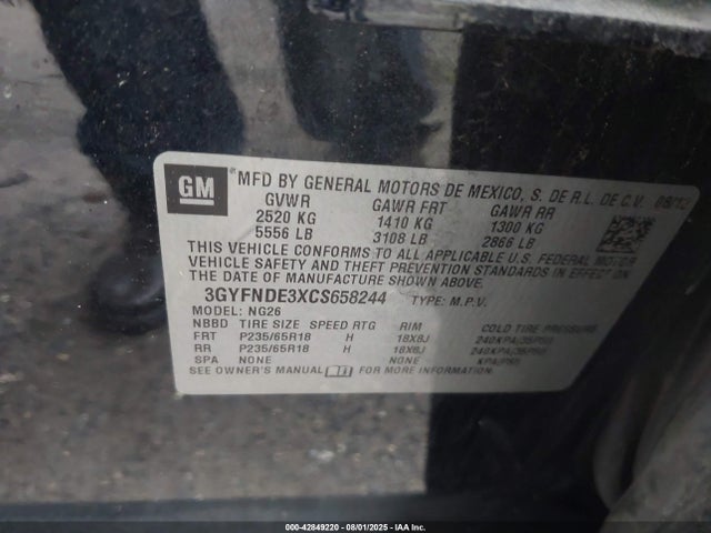 2012 CADILLAC SRX 3GYFNDE3XCS658244 Photo 8