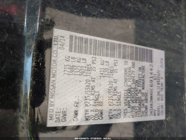 5N1AR2MM4EC691442 Nissan Pathfinder