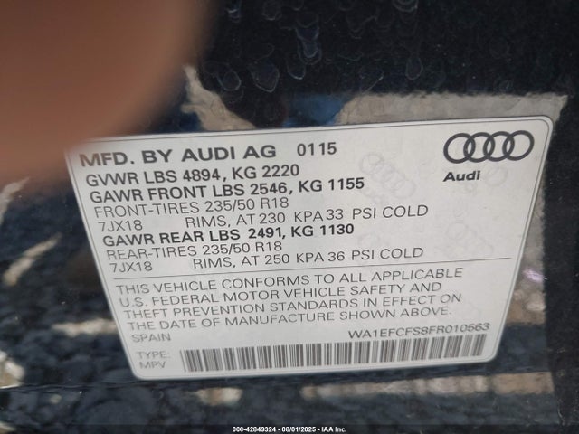 2015 AUDI Q3 WA1EFCFS8FR010563 Photo 8