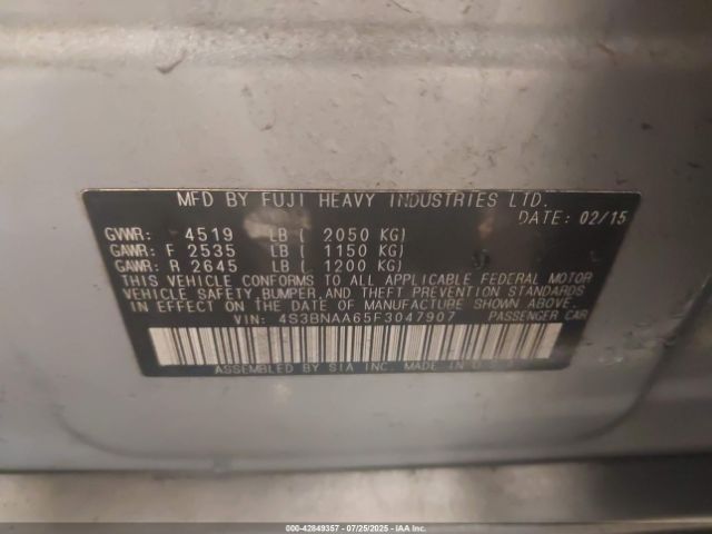 2015 SUBARU LEGACY 4S3BNAA65F3047907 Photo 8