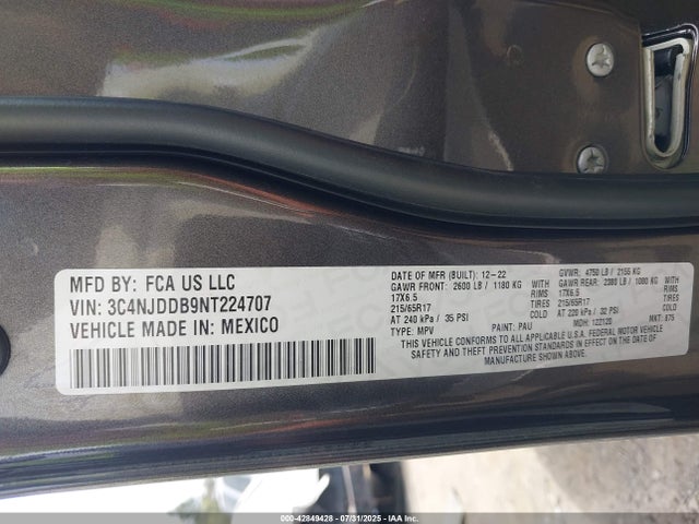 3C4NJDDB9NT224707 Jeep Compass