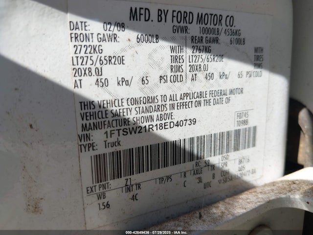 2008 FORD F-250 1FTSW21R18ED40739 Photo 8