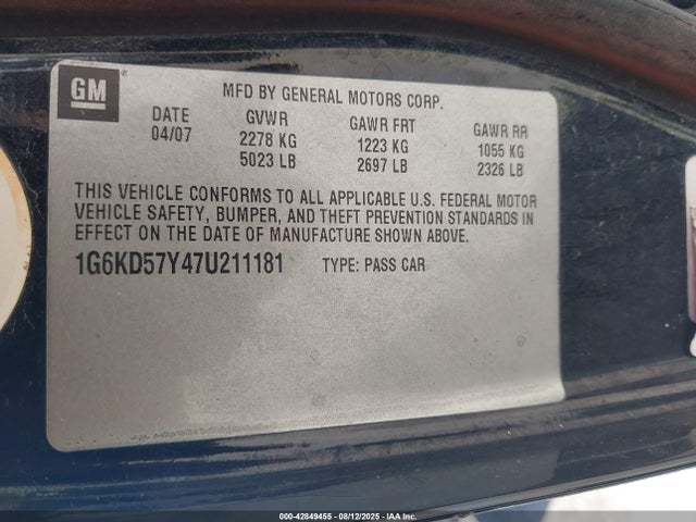 2007 CADILLAC DTS 1G6KD57Y47U211181 Photo 8