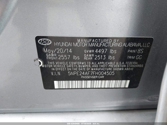5NPE24AF7FH004505 Hyundai dohc gdi theta-ii