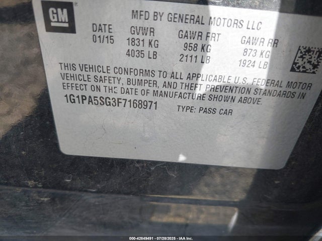 1G1PA5SG3F7168971 Chevrolet Cruze Ls Auto