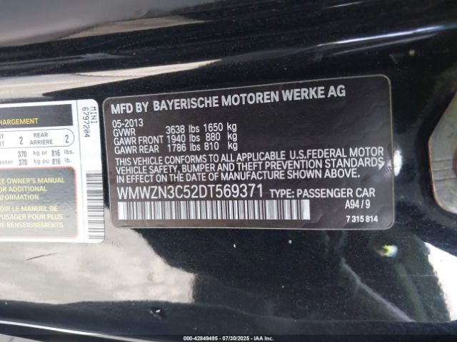 2013 MINI CONVERTIBLE WMWZN3C52DT569371 Photo 8