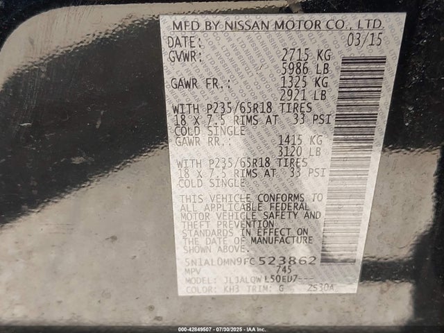Infiniti 2015 2015 5N1AL0MN9FC523862 Image 9