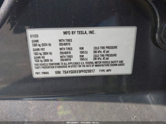 2023 TESLA MODEL Y 7SAYGDEE9PF829917 Photo 8