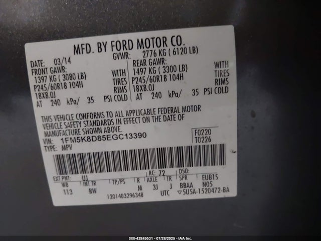 Ford 2014 2014 1FM5K8D85EGC13390 Image 9