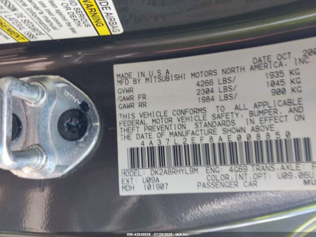 2010 MITSUBISHI ECLIPSE SPYDER 4A37L2EF8AE008850 Photo 8