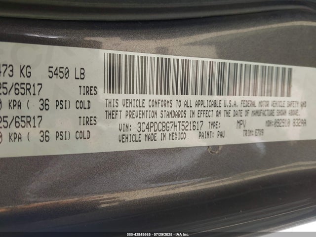3C4PDCBG7HT521617 Dodge 2017