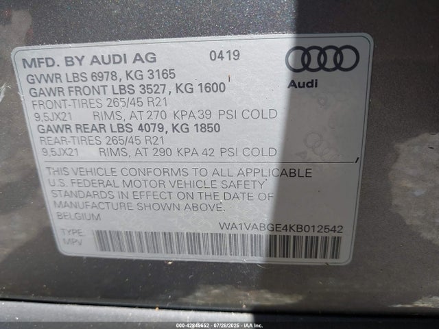 2019 AUDI E-TRON WA1VABGE4KB012542 Photo 8