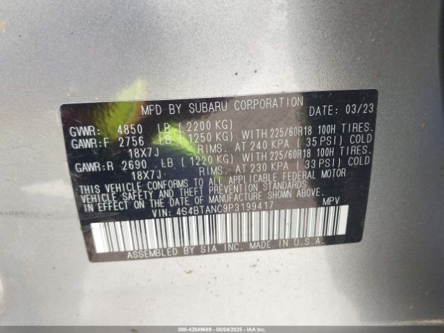 2023 SUBARU OUTBACK 4S4BTANC9P3199417 Photo 8