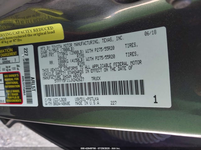 5TFFY5F11JX242627 Toyota 3ur-fe