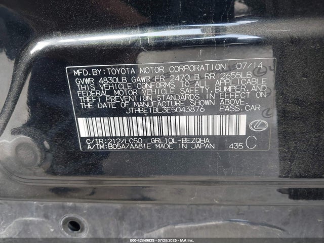 Lexus 2gr-fse 2014 JTHBE1BL3E5043876 Image 9