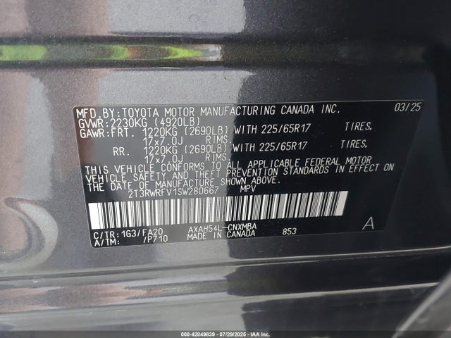 Toyota a25a-fxs 2025 2T3RWRFV1SW280667 Image 9