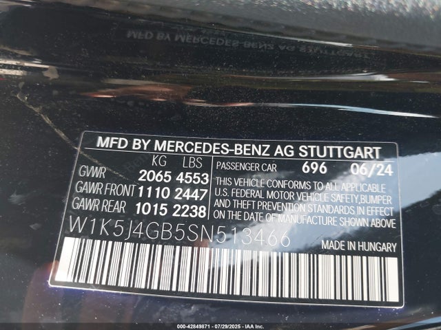 W1K5J4GB5SN513466 Mercedes-Benz m260