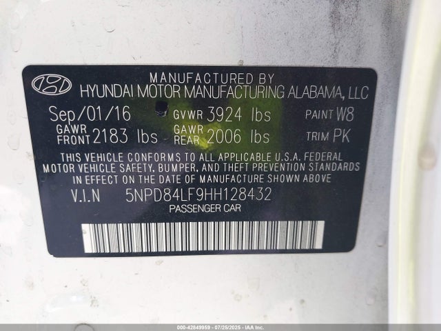 5NPD84LF9HH128432 Hyundai Elantra