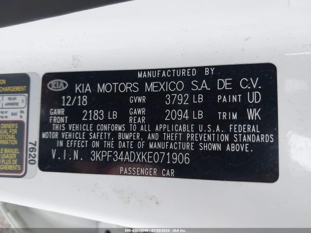 2019 KIA FORTE 3KPF34ADXKE071906 Photo 8