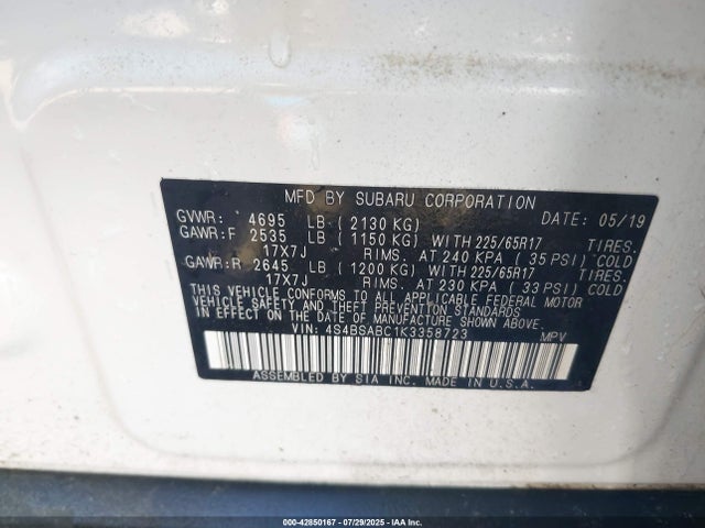 Subaru na u5 2019 4S4BSABC1K3358723 Image 9