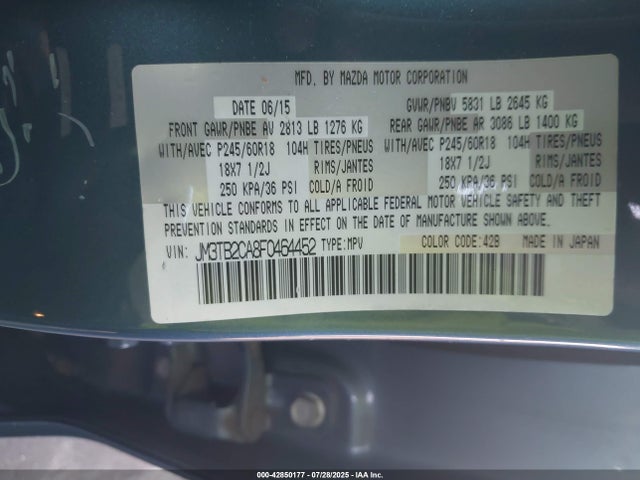Mazda cav federal/canada 2015 JM3TB2CA8F0464452 Image 9