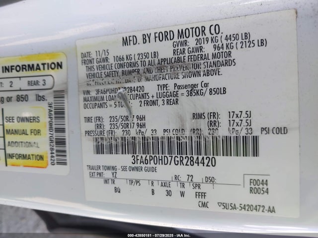 Ford 2016 2016 3FA6P0HD7GR284420 Image 9