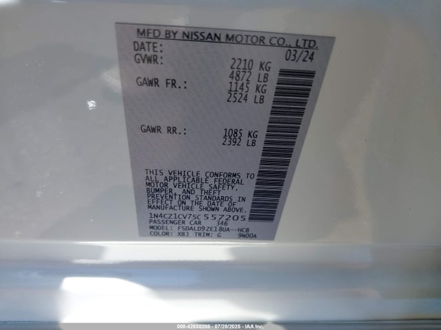 1N4CZ1CV7SC557205 Nissan Leaf